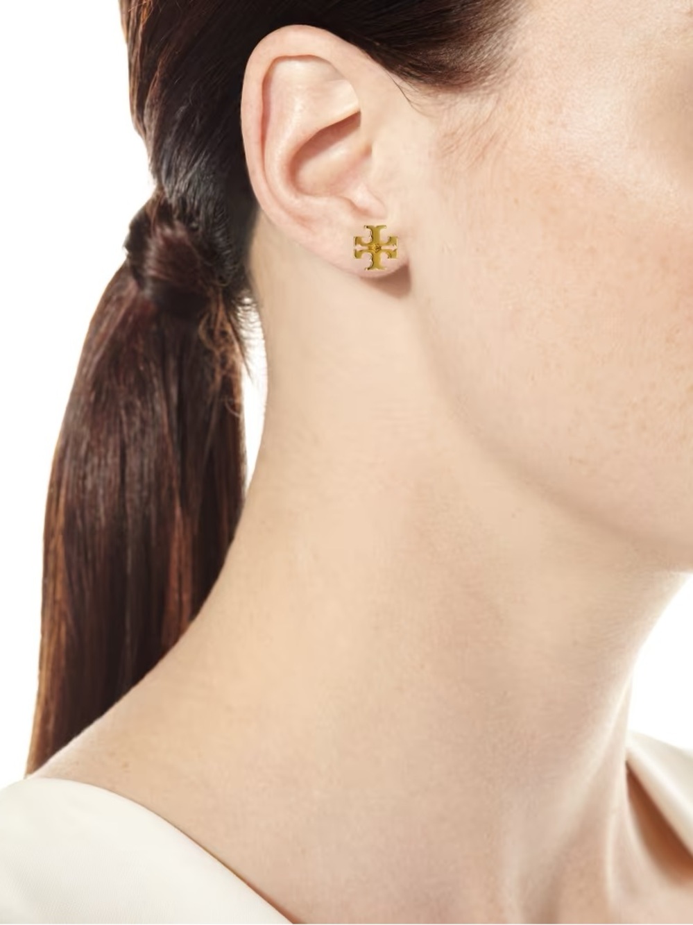 Tory Burch Small Gold Logo Stud Earrings
